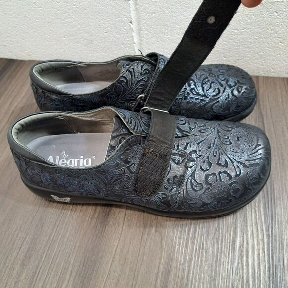 ALEGRIA Joleen Navy Swish Clog. Casual Slip On Floral Shoes Women's Size 10.5M - Picture 2 of 9